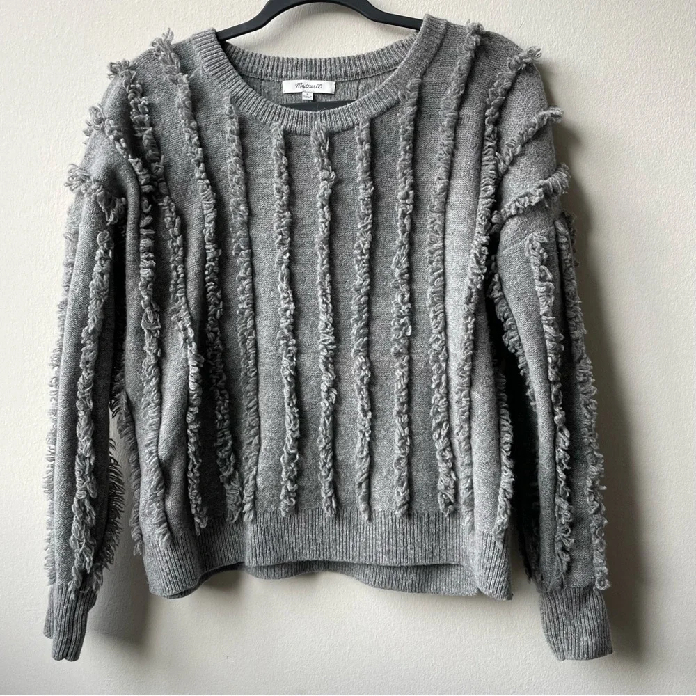 Madewell Gray Sweater Merino Wool Long Sleeve Small S - Picture 4 of 8
